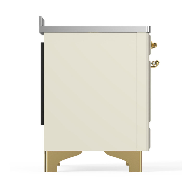 Majestic III Series 48 Inch Induction Range with 6 Induction Elements in Matte Graphite (Brass Trim), Brass, Antique White
