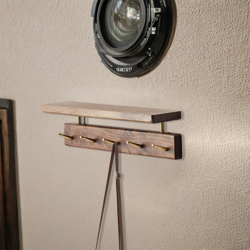 Beech Wood Coat Rack Wall Mount With Shelf