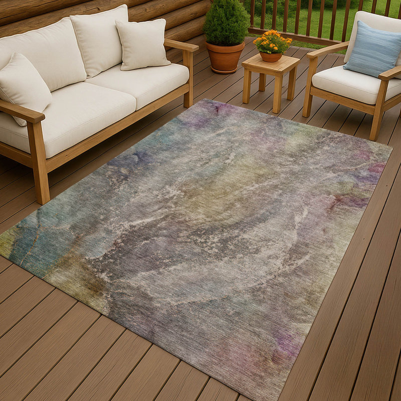 Machine Washable Indoor/Outdoor Efimenko ACN2307 Abstract Rug, Rectangle 9' x 12'