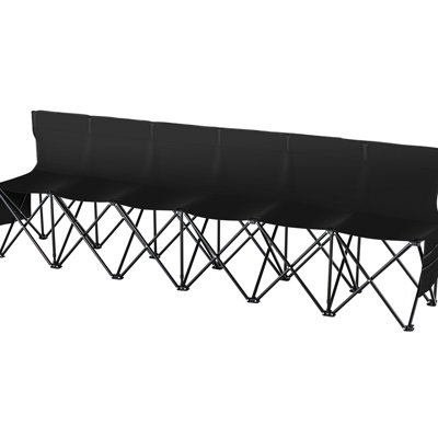 Banc extérieur pliant portatif à 6 places avec sac de transport, confortable pour les espaces commerciaux, poches latérales, tissu 600d et structure en métal à assise solide