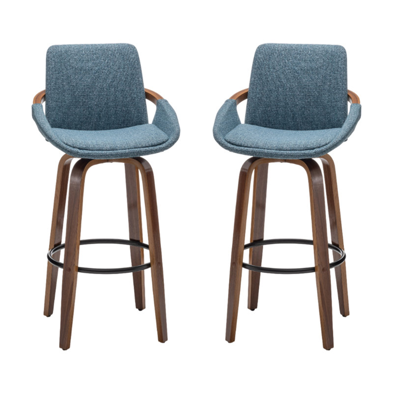 Swivel Upholstered Counter Stool, Bar Stool (76.2cm Seat Height), Blue