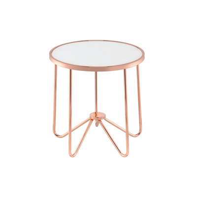 Table de bout en verre givré et finition or rose Alivia