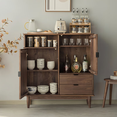 Nordic style solid wood sideboard cabinet