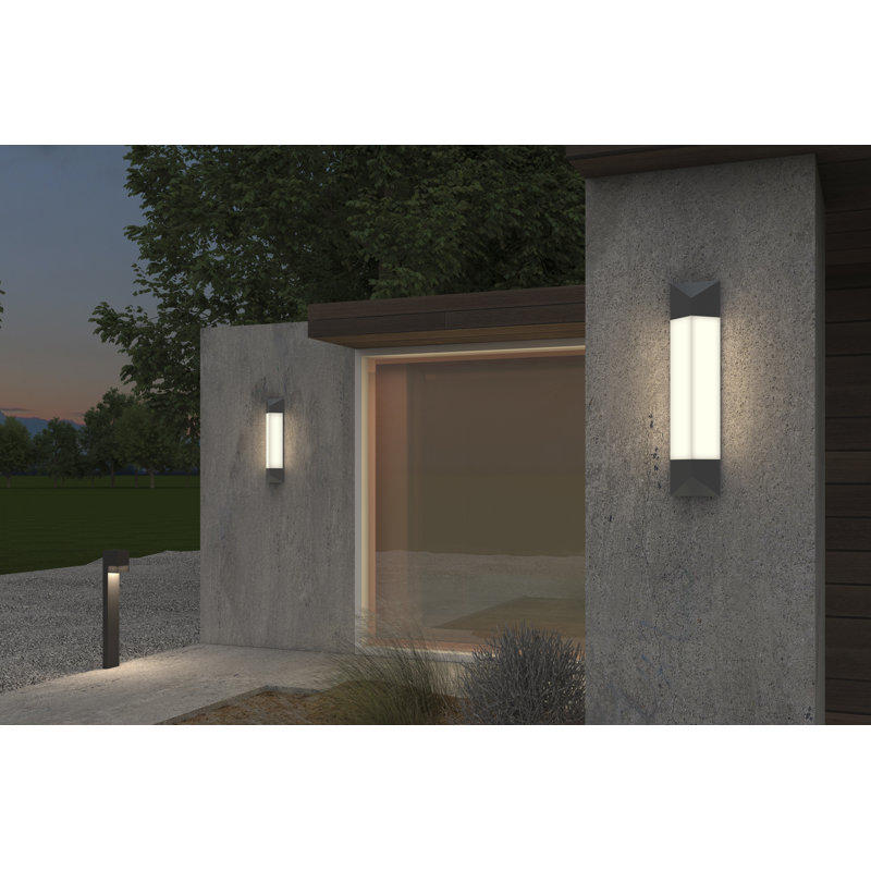 Box Integrated LED Metal Bollard Light, Bronze, 28" H x 3.5" W x 3.25" D
