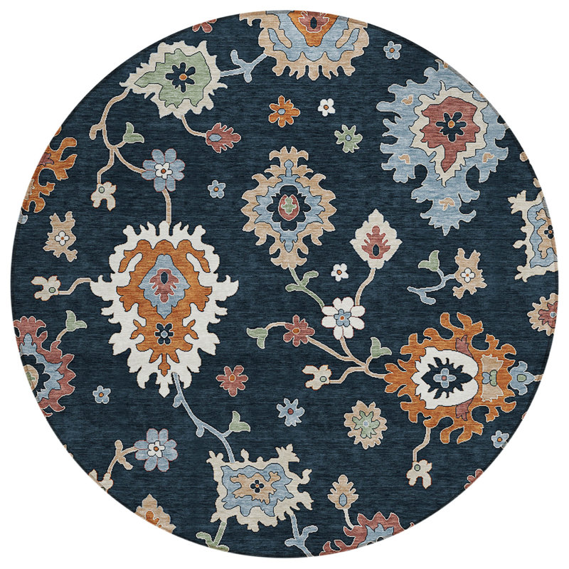 Tapis rond bleu 8 po
