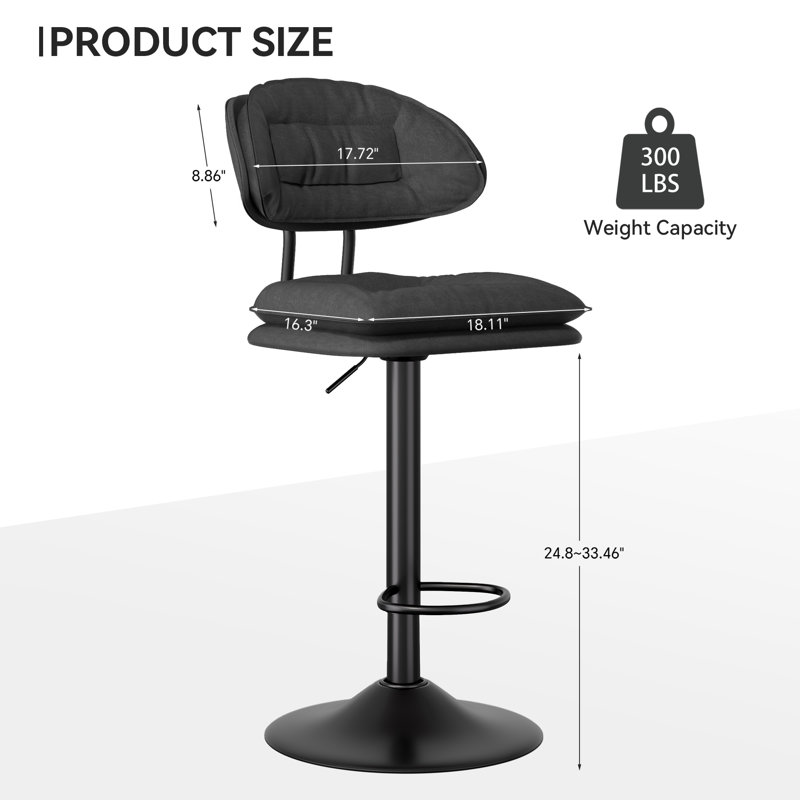 Height Adjustable Swivel Bar Stool, Dark Grey