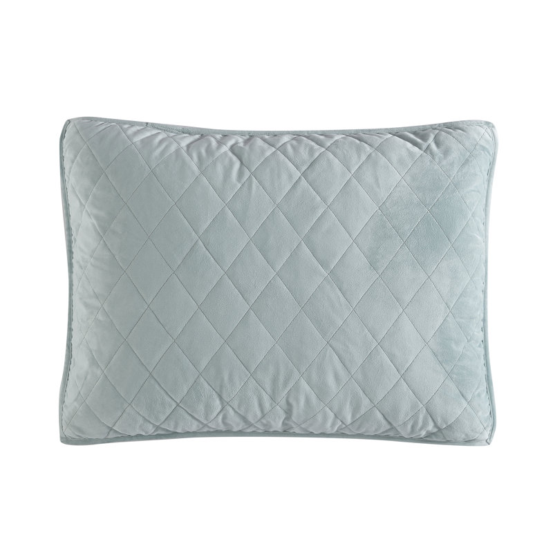 Twin Sage Green Velvet Reversible Quilt Set with Shams