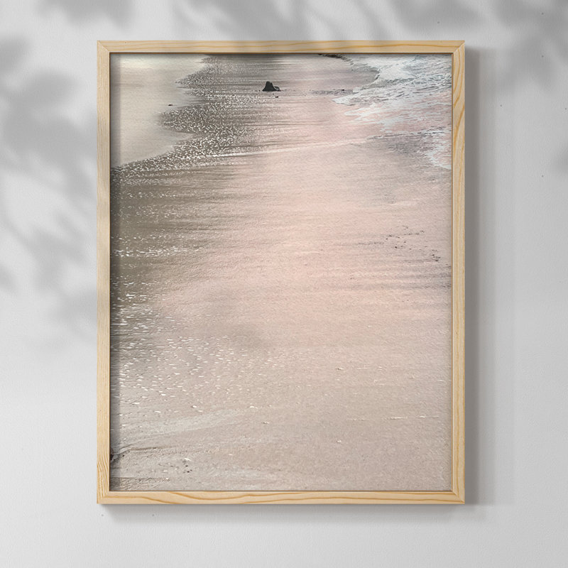 Soft Pink Sands Framed Print - Solid Wood, Natural, 11" H x 9" W