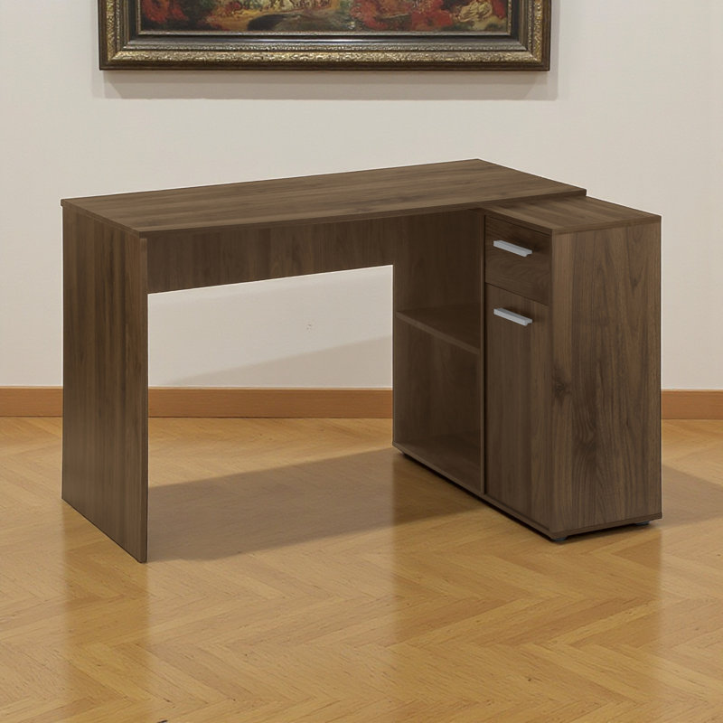 Bureau d'ordinateur moderne à 2 tiroirs au fini brun Alyona, H 29,38 po x l 45,77 po x P 34,08 po