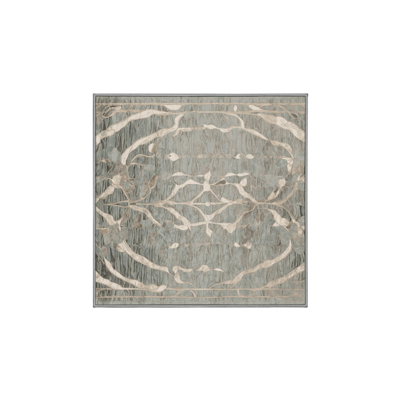 Machine Washable Gray Area Rug, Square 3'