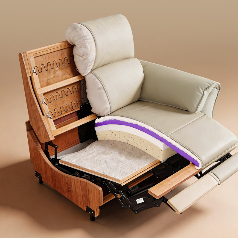 Canapé modulaire beige en cuir véritable, L 100,79 po