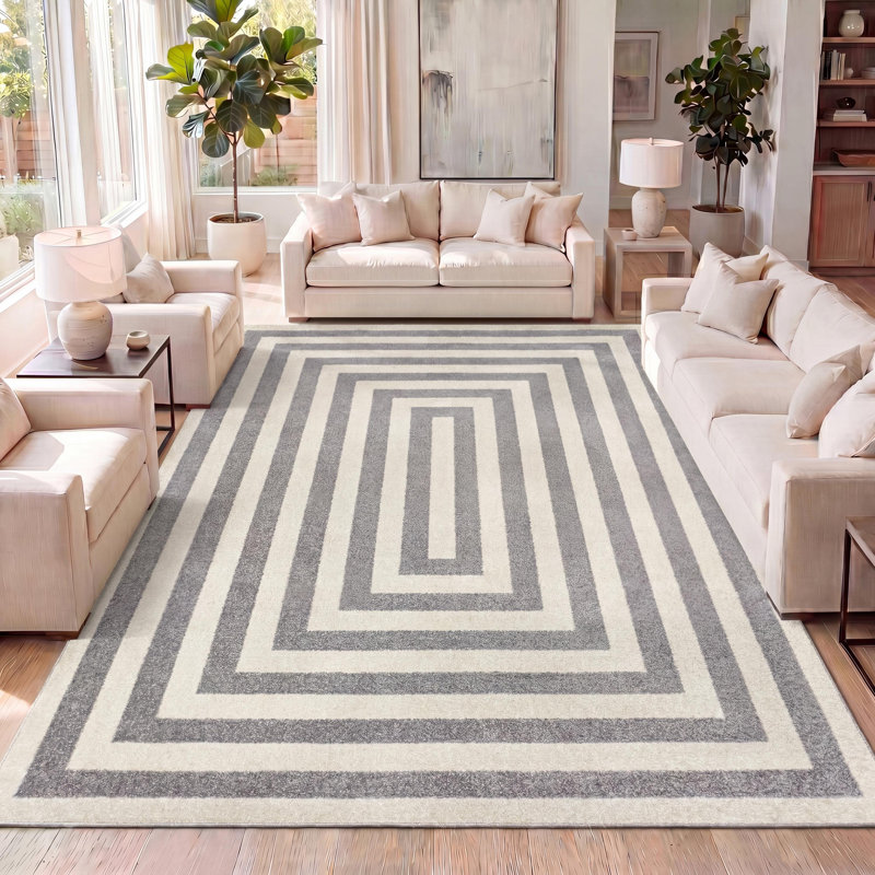 Tapis gris / ivoire Isibeal, Rectangle 7 pi 9 po x 10 pi