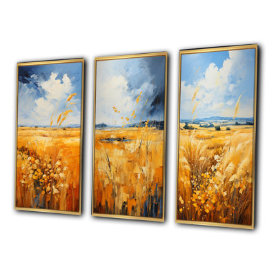 " Yellow Blue Bold Sky And Golden Prairies " 3 - Pieces