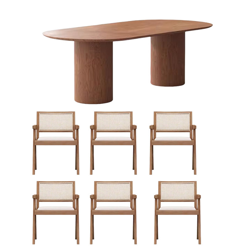 Ensembles de table de salle à manger de luxe en chêne., H 29,53 po x L 78,74 po x l 35,43 po
