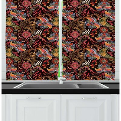 Jacobean Vintage Jumble in Warm Tones Floral Motifs Garden Art Kitchen Curtain -  East Urban Home, B226F49F4AAB4C22A1B45ADF59C4BB34