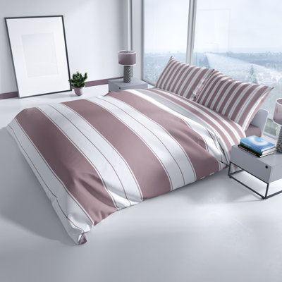 TR Madras Cotton Blend Striped Duvet Cover Set with Pillow Shams Included