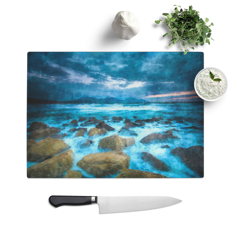 Tempered Glass Stormy Evening in Wales Chopping Board, 28.5 cm x 39 cm