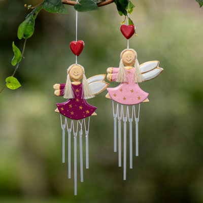 Petite paire de carillons en bois et fibres naturelles Novica fabriquées à la main