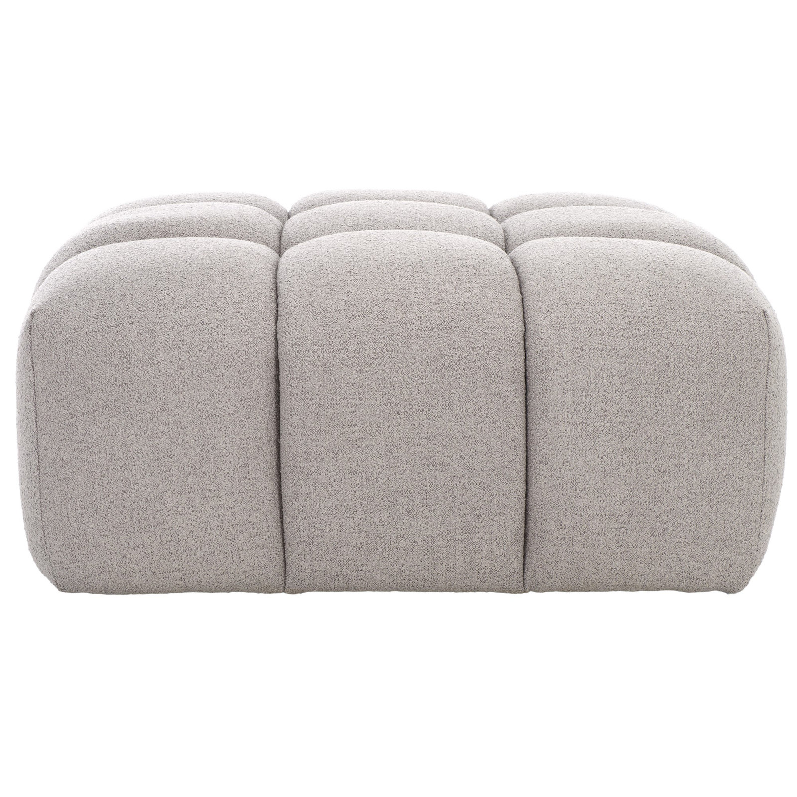 Haring Upholstered Ottoman, Gray Boucle