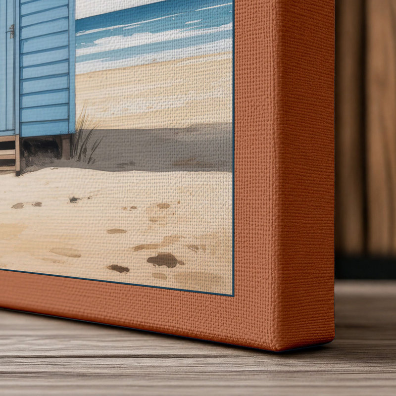 Solitary Beach Hut Coastal - Wrapped Canvas, 36x24 - 91.4 x 61.0 cm, Terracotta Border