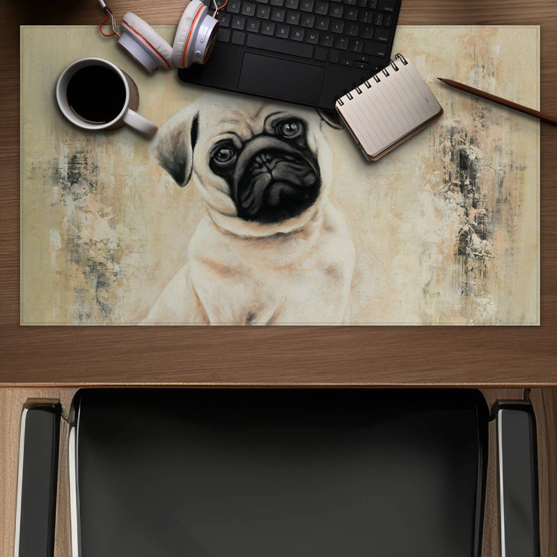 Small pug dog - 14.00"x24.25" Desk mat