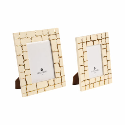 4 and 5" Gomez Gold Resin Rectangle Photo Frames, 10"H, Set of 2