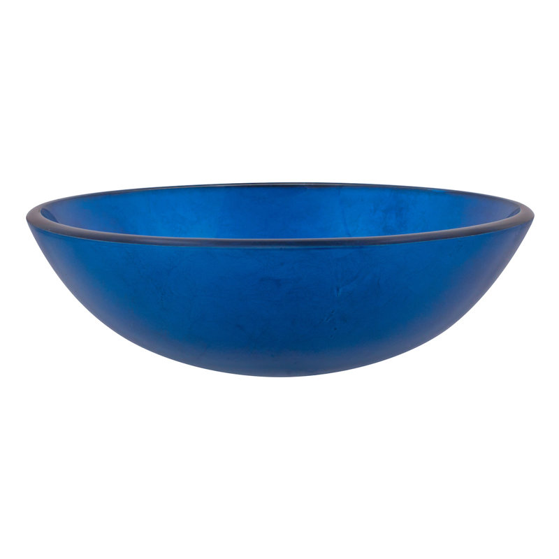 Verdazzurro 19'' Blue Glass Round Vessel Bathroom Sink