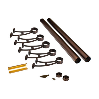 Outwater 2" Diameter X 16 Feet Long Solid Brass Bar Mount Foot Rail Kit – Antique Brass Finish