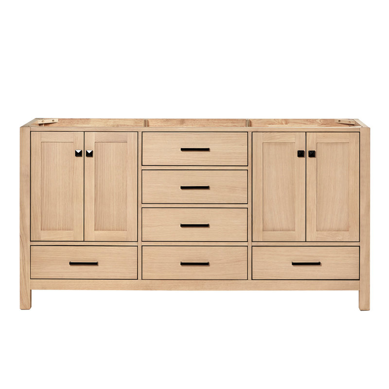 ARIEL Cambridge 66'' Double Bathroom Vanity Base Only, Oak