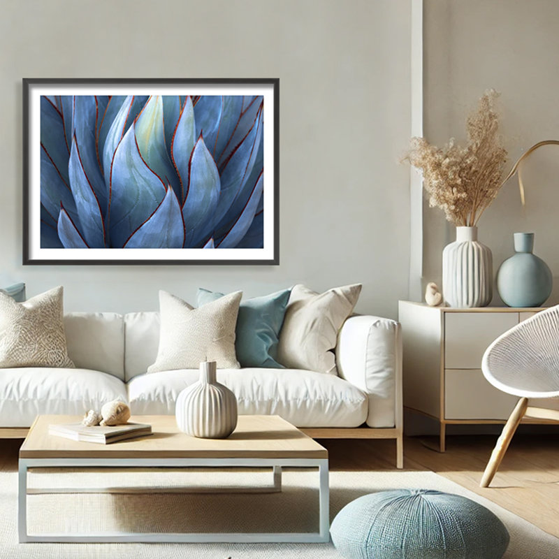 Nature Inspired Blue Agave Abstract by  - Picture Frame Graphic Art on Paper, 32" H x 48" W
