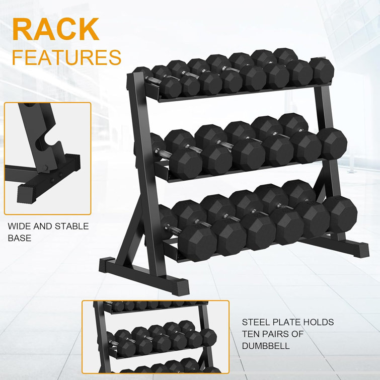 Premium Rubber Coated Hex Dumbbell Weight Set With Rack, Multiple Packages, 550lb For Home Gym, Coated Hand Weights For Strength Training, Workouts