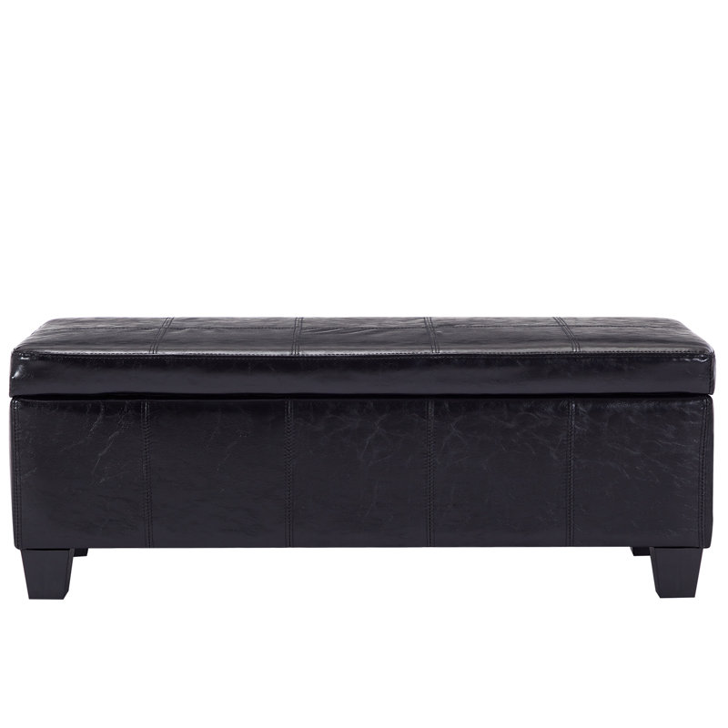 Banc de rangement rectangulaire rembourré avec repose-pieds et tabouret, Noir, noir, noir, noir