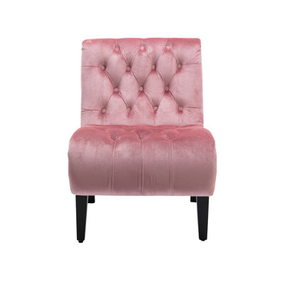 Bilmar Modern Pink Velvet Accent Chair For Living Area - Foam Padding Soft With Curved Legs Bedroom &