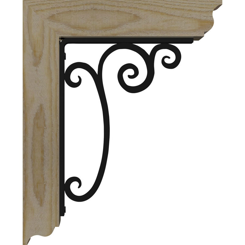 Avery 8" Single Brace Ironcrest Bracket, 19"H x 16"D, 4"W x 2"T Douglas Fir (Rough Sawn)