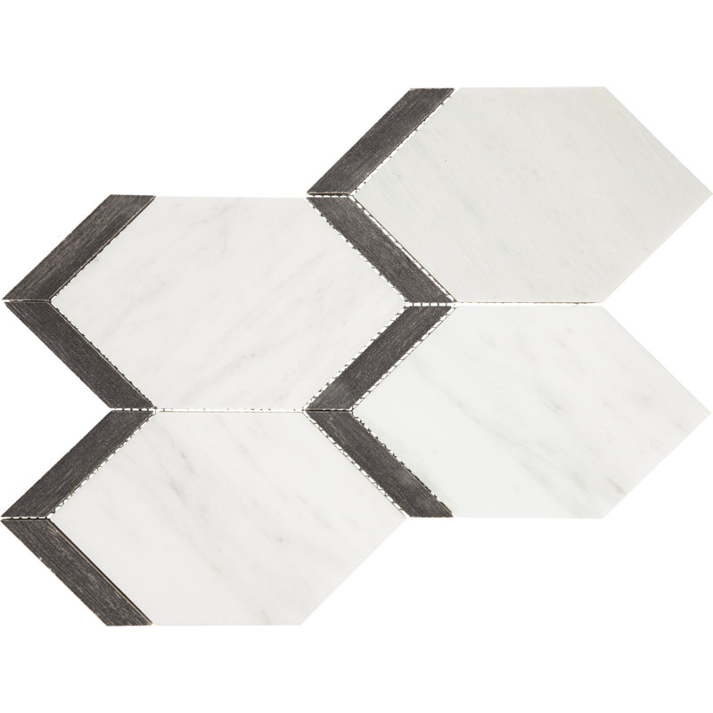 13" x 17" Natural Stone Mosaic Tile, Midnight Gray/White