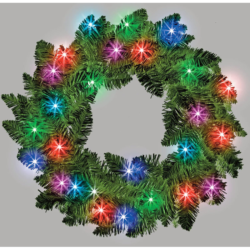 Faux Lighted PVC 21.65cm Christmas Wreath, Green
