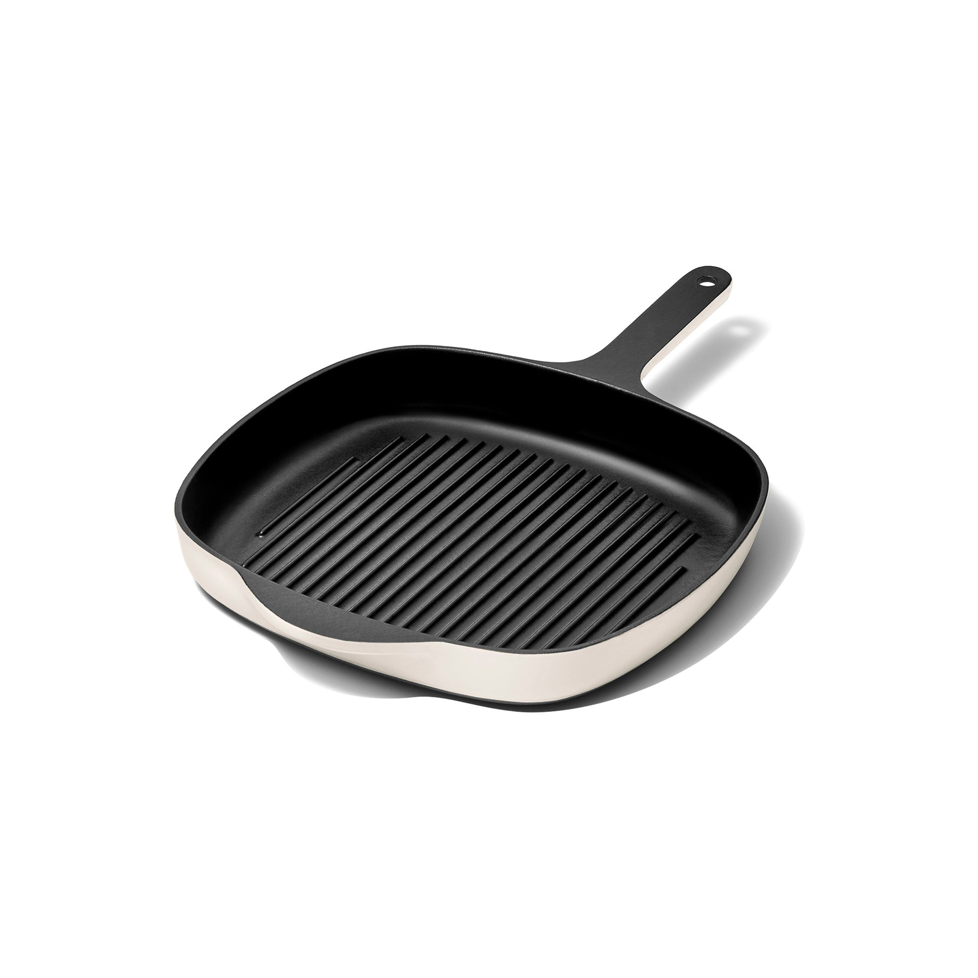10.5" Enameled Cast Iron Grill Pan, Cream