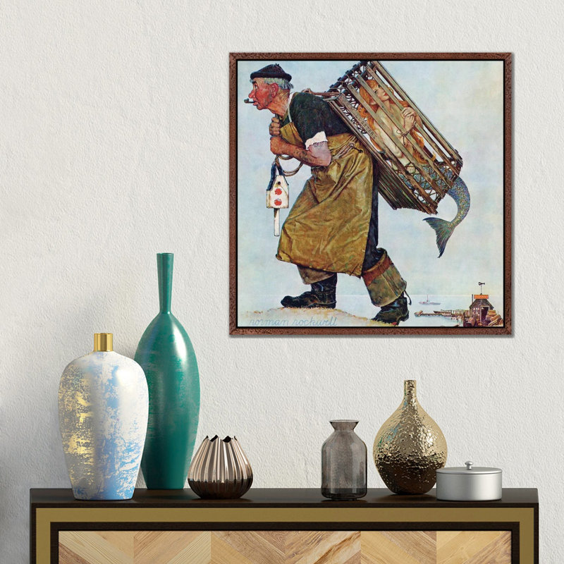 Mermaid (Lobsterman) by Norman Rockwell - Gallery-Wrapped Canvas Giclée on Canvas, 45.72 cm H x 45.72 cm W, White