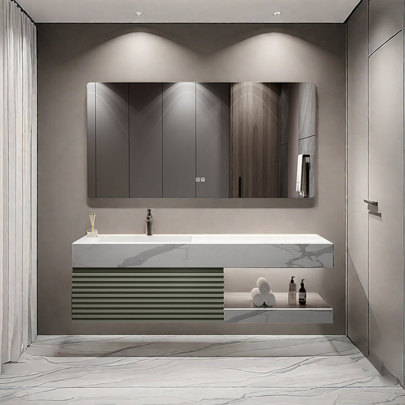 Armoire de salle de bain moderne américaine simple, H 17,7 po x l 63 po x P 21,6 po
