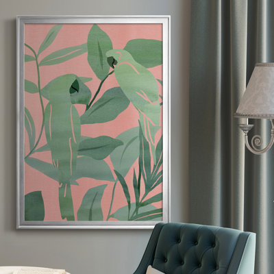 Toile encadrée rose et verte Birds Of Paradise II - prête à être accrochée