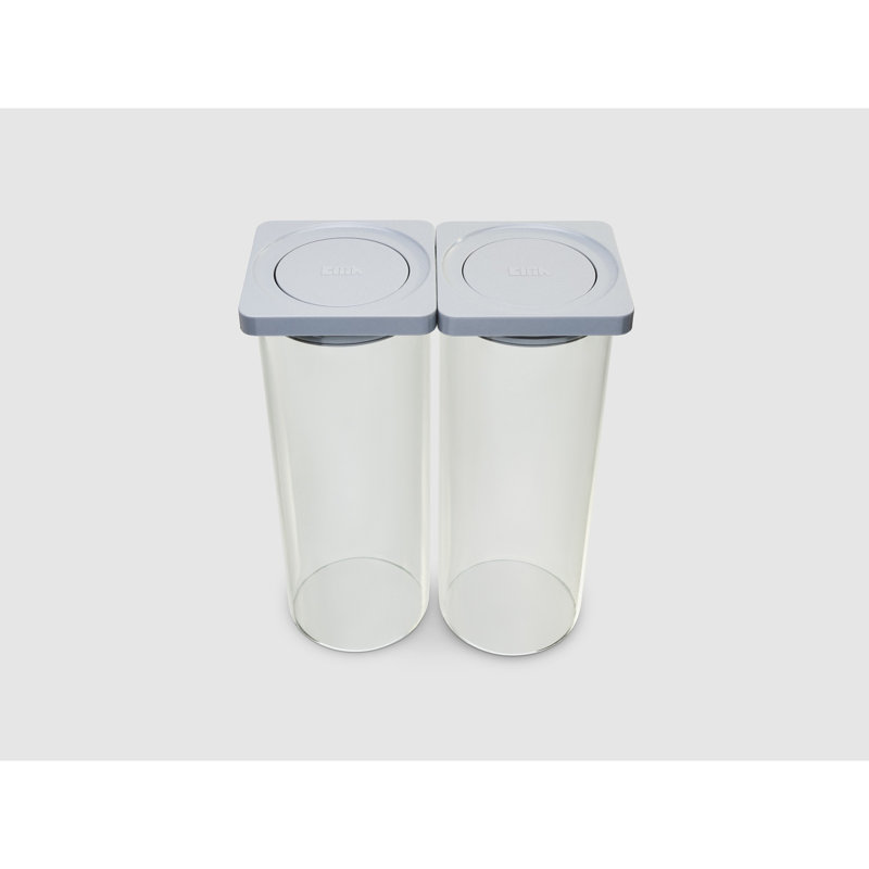 Press Glass Large 2 Pack Food Storage Container, 2.4L, Grey