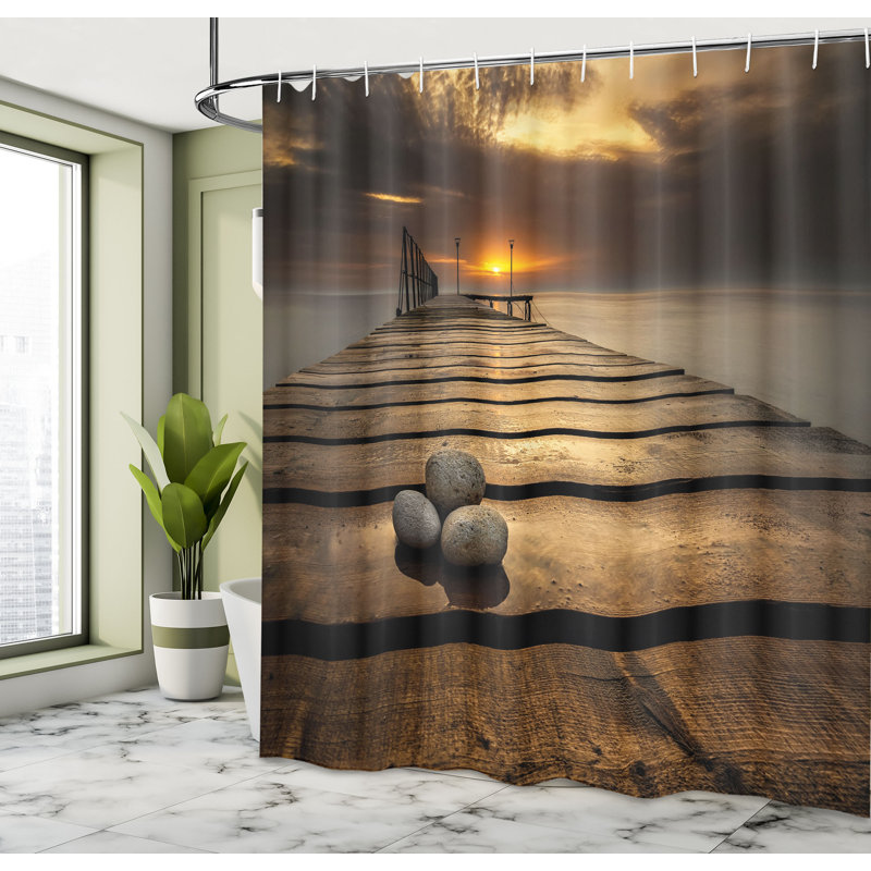 Ensemble de rideau de douche + crochets Ocean, H 75 po x l 69 po
