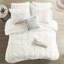 Édredon double / grand en coton blanc - 3 pièces de broderie élastique, rembourrage, bonnet caché d'hygiène et de qualité, 2 taies décoratives assorties en coton brodé, confort durable,-118651956