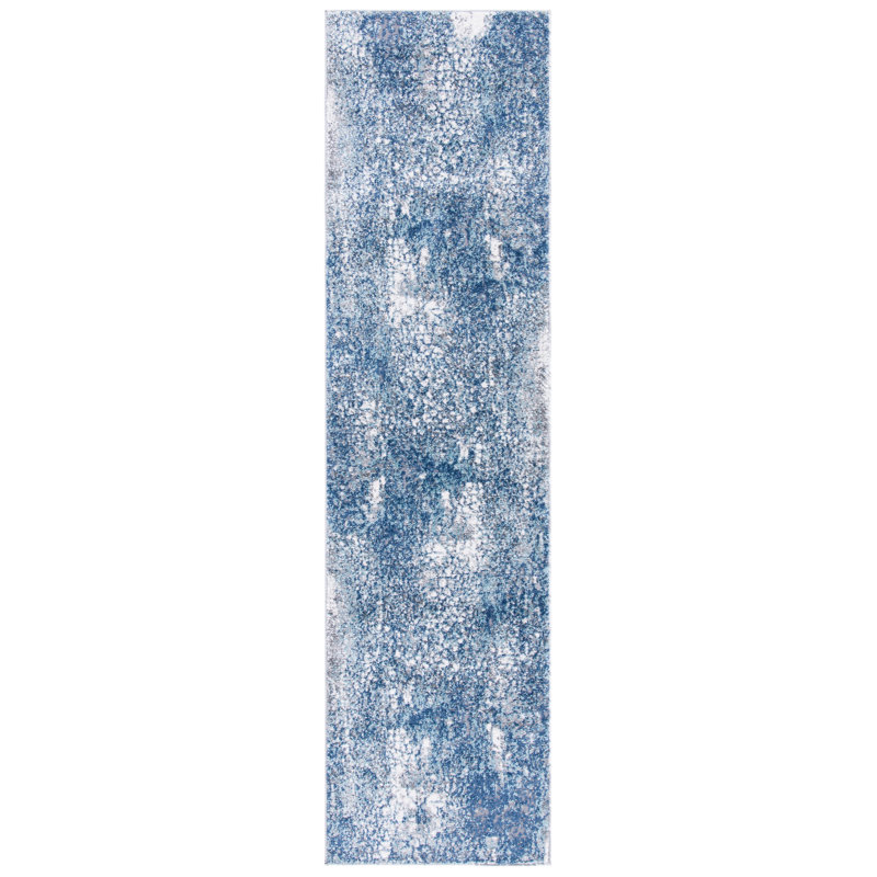 Tapis bleu marine / gris Mauzy, Tapis de couloir de 2 pi x 7 pi
