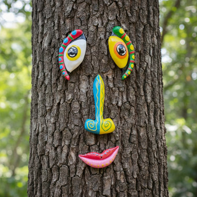 Tree Face Hugger Wall Decor With Hand-Painted Details - Realistic Outdoor Tree Spirit Sculpture For Garden, Fence & Patio | All-Season Yard Art And Holiday Gift For Nature Lovers