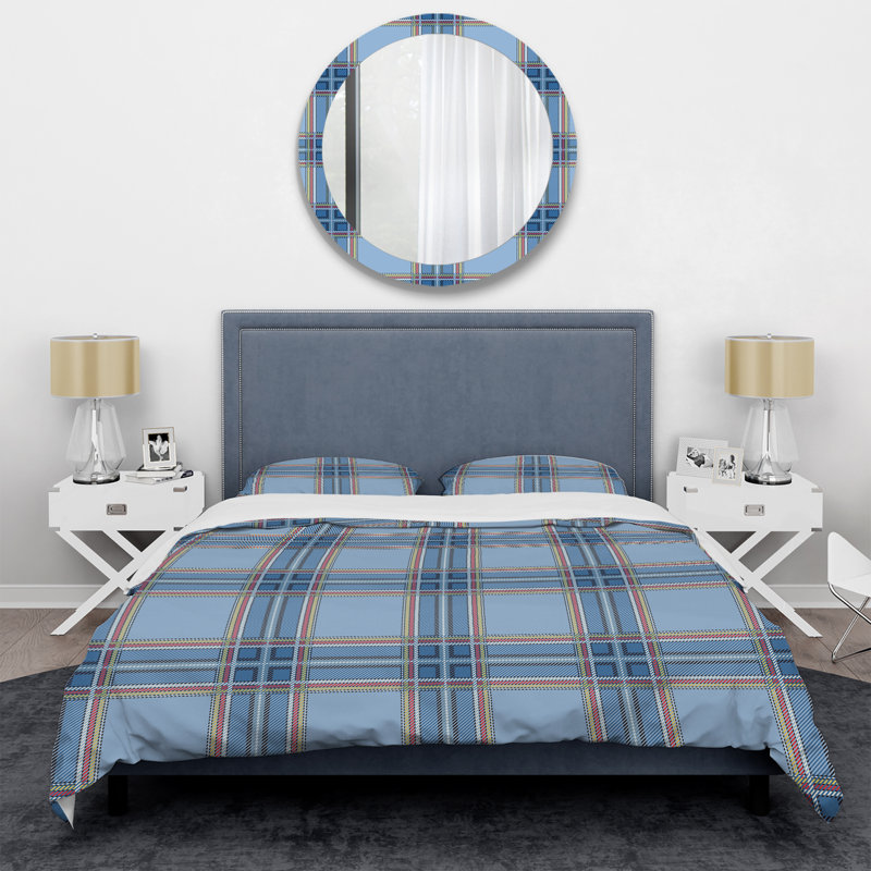Blue Checked Tartan Polyester Gingham Duvet Cover