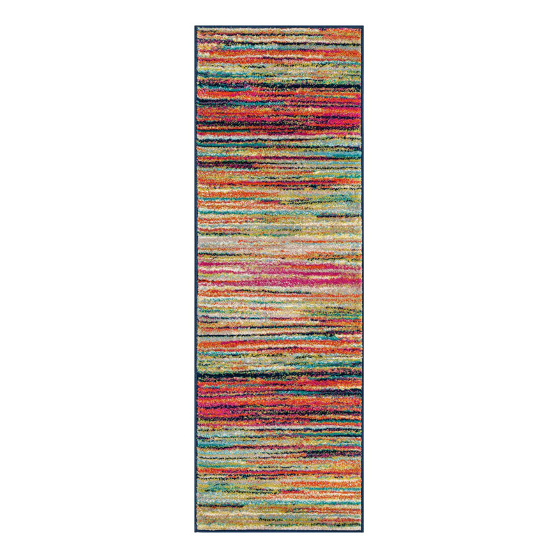 Tapis rayé rose / orange / bleu Muehlebach, Tapis de couloir 2 pi x 6 pi