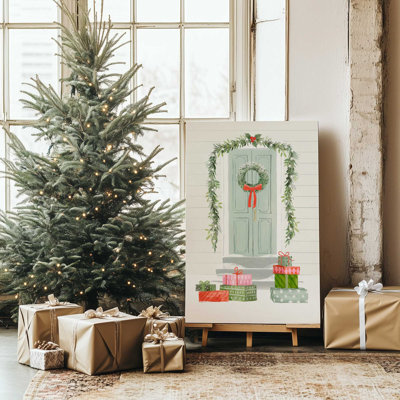 Charmante porte de Noël, reproduction sur toile