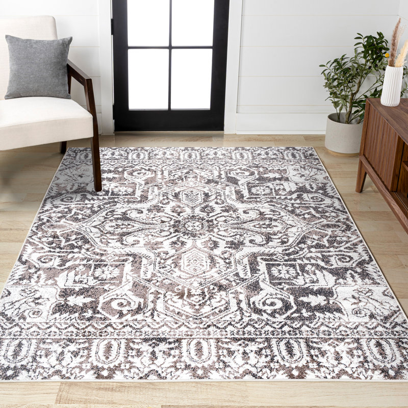 Scala Grand Medallion Ornate Brown/Ivory Rug, Rectangle 4' x 6'