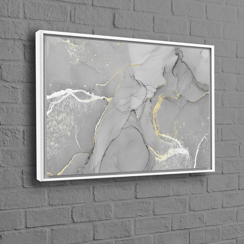 Luxueuse toile d'art en marbre avec une œuvre d'art moderne dans des tons parfaits pour la décoration contemporaine, Blanc